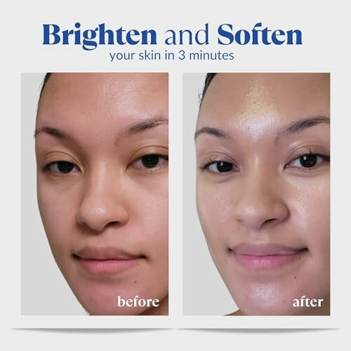 Before and after skincare results showing brighter and softer skin.